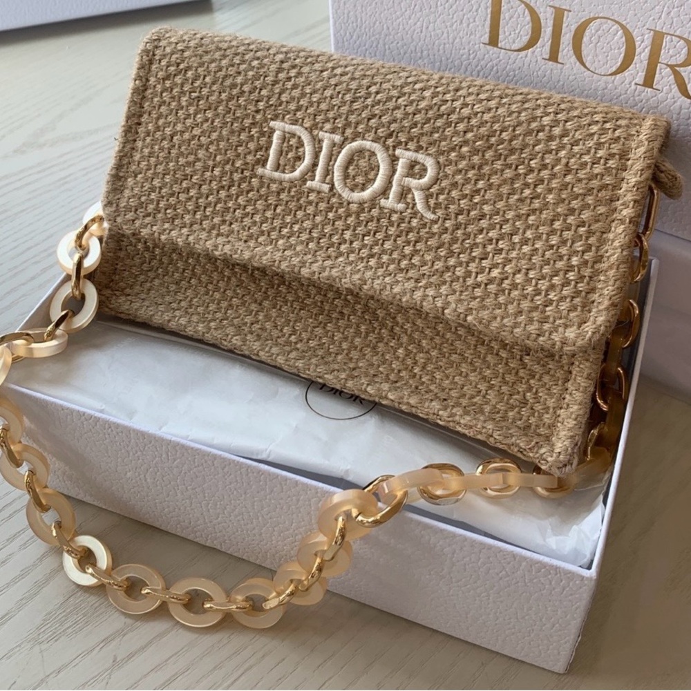 Dior Beauty Raffia Hand Bag with Chain(GWP)